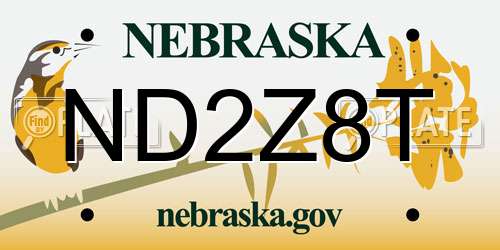 ND2Z8T Nebraska License Plate