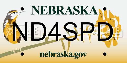 ND4SPD Nebraska License Plate