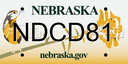 NDCD81 Nebraska License Plate