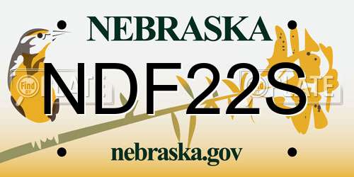 NDF22S Nebraska License Plate