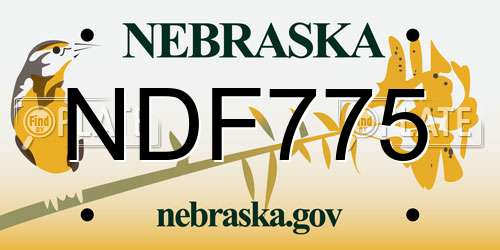 NDF775 Nebraska License Plate
