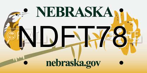NDFT78 Nebraska License Plate