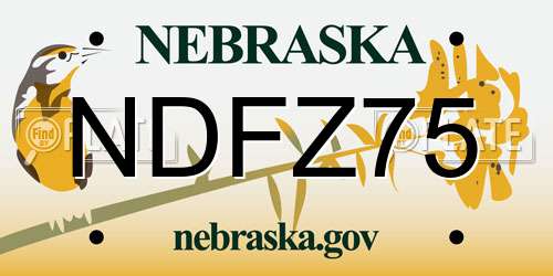 NDFZ75 Nebraska License Plate
