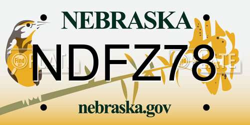 NDFZ78 Nebraska License Plate