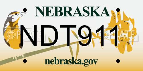 NDT911 Nebraska License Plate