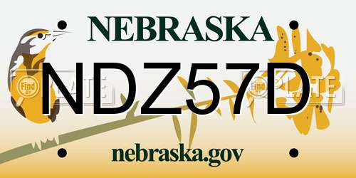 NDZ57D Nebraska License Plate
