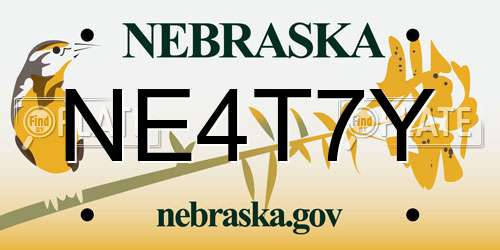 NE4T7Y Nebraska License Plate