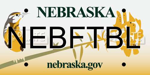NEBFTBL Nebraska License Plate
