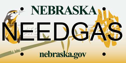 NEEDGAS Nebraska License Plate