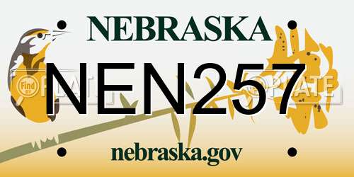 NEN257 Nebraska License Plate