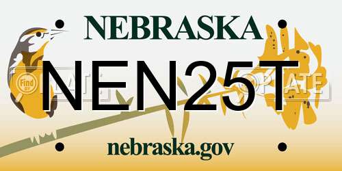 NEN25T Nebraska License Plate