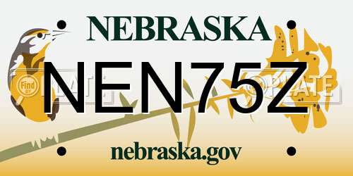 NEN75Z Nebraska License Plate