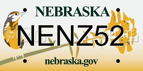 NENZ52 Nebraska License Plate