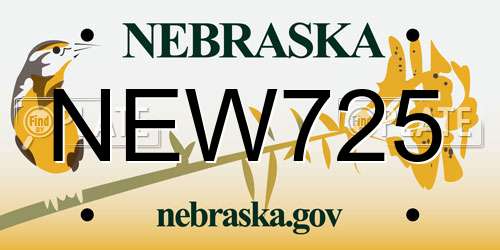 NEW725 Nebraska License Plate