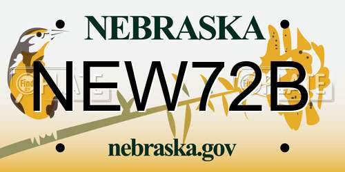 NEW72B Nebraska License Plate