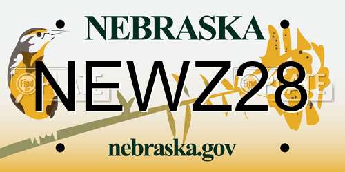 NEWZ28 Nebraska License Plate