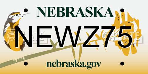NEWZ75 Nebraska License Plate