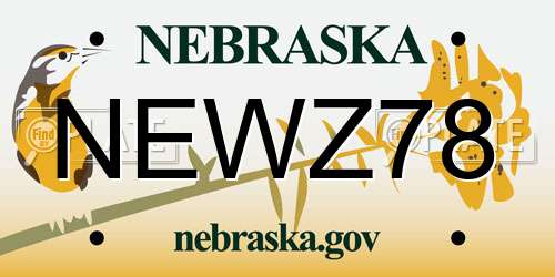NEWZ78 Nebraska License Plate