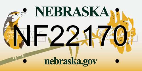 NF22170 Nebraska License Plate