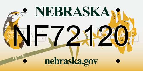 NF72120 Nebraska License Plate