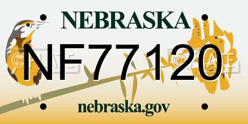 NF77120 Nebraska License Plate