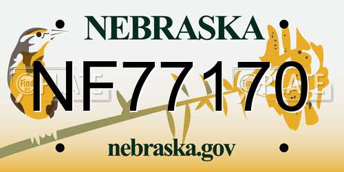 NF77170 Nebraska License Plate