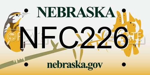 NFC226 Nebraska License Plate