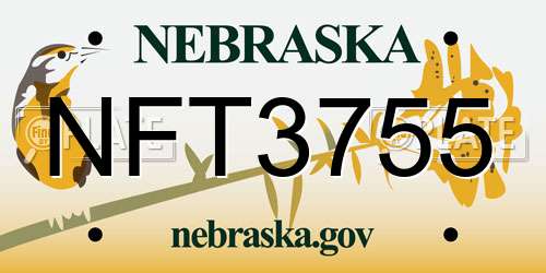 NFT3755 Nebraska License Plate