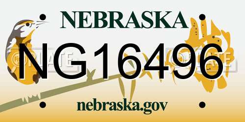 NG16496 Nebraska License Plate