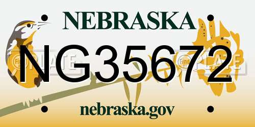 NG35672 Nebraska License Plate