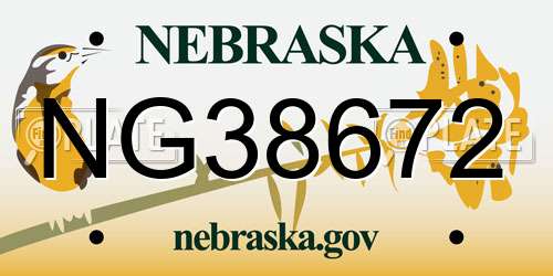 NG38672 Nebraska License Plate