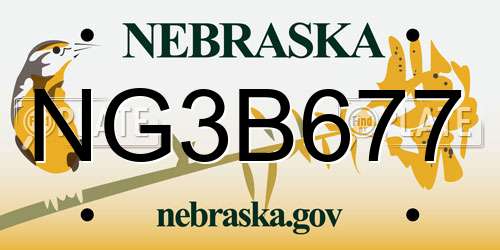 NG3B677 Nebraska License Plate