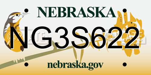 NG3S622 Nebraska License Plate
