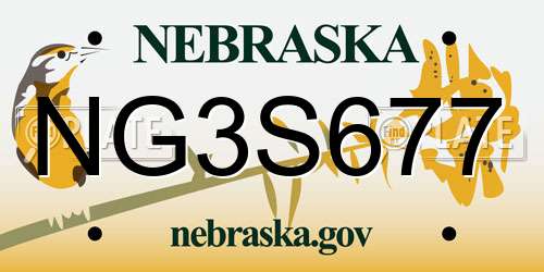 NG3S677 Nebraska License Plate