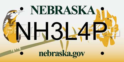 NH3L4P Nebraska License Plate