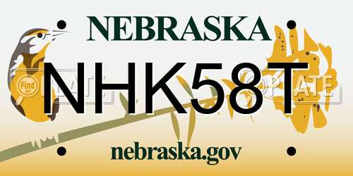 NHK58T Nebraska License Plate