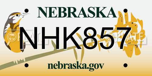 NHK857 Nebraska License Plate