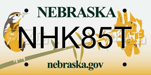 NHK85T Nebraska License Plate
