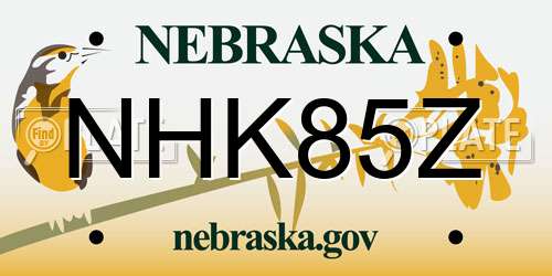 NHK85Z Nebraska License Plate