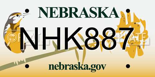 NHK887 Nebraska License Plate