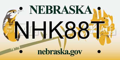 NHK88T Nebraska License Plate