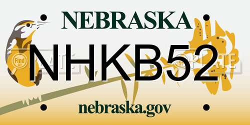 NHKB52 Nebraska License Plate