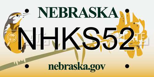 NHKS52 Nebraska License Plate