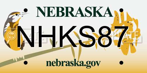 NHKS87 Nebraska License Plate