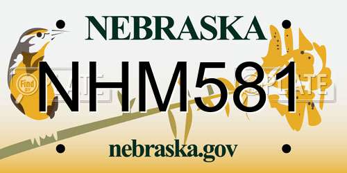 NHM581 Nebraska License Plate