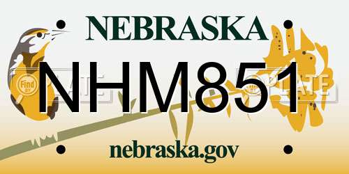 NHM851 Nebraska License Plate