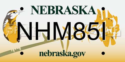 NHM85I Nebraska License Plate
