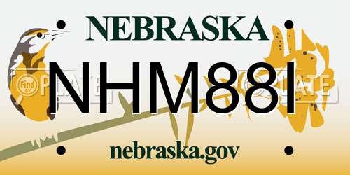 NHM88I Nebraska License Plate