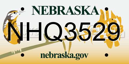 NHQ3529 Nebraska License Plate