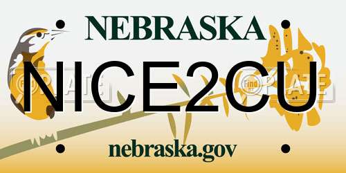NICE2CU Nebraska License Plate